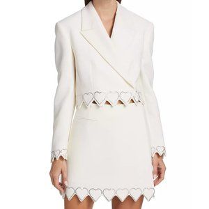 Mach & Mach Crystal Hearts Cropped Wool Blazer